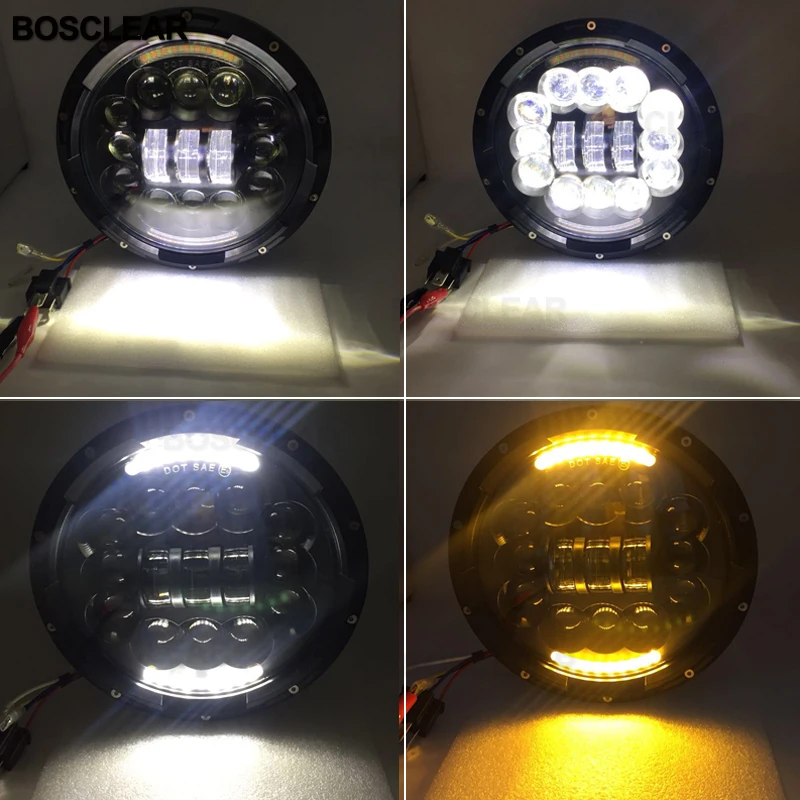 7inch Round Led Headlight Low Beam Light with DRL Headlamp For Jeep Wrangler JK TJ Lada niva Off Road 4x4 suzuki samurai Hummer |