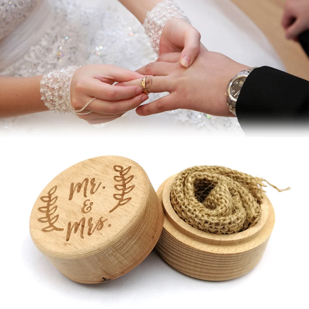 Горячие персонализированные деревенские свадебные деревянные кольца коробка