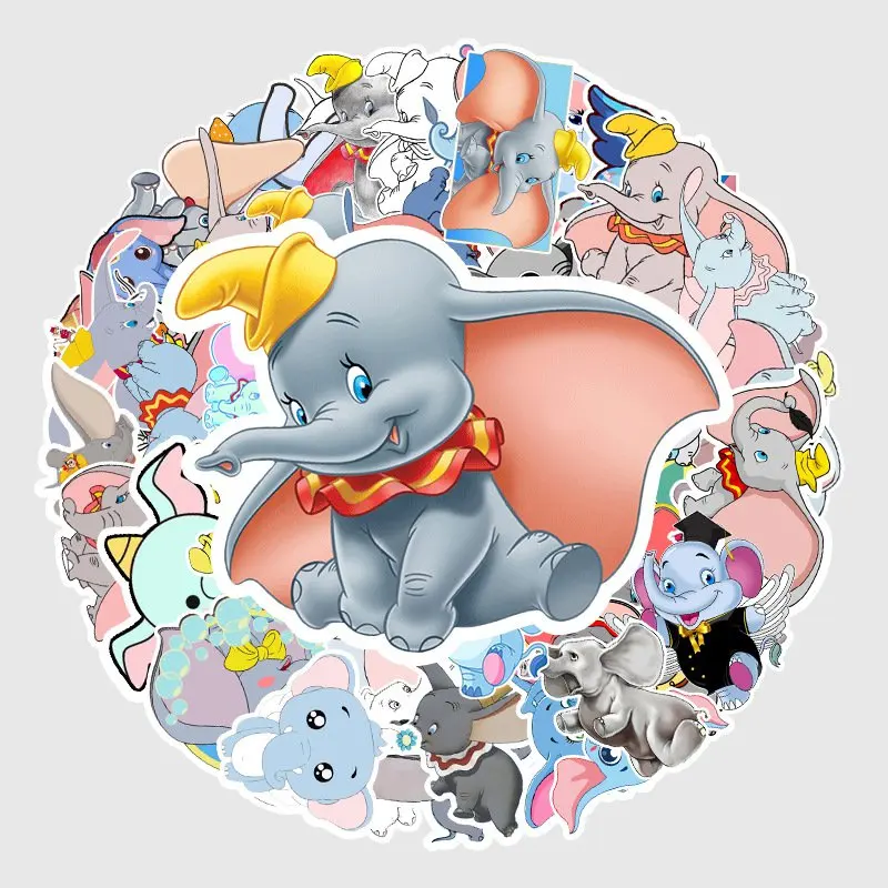 

50 шт. Мультяшные аниме-наклейки с изображением Дамбо, велосипеда, багажа, телефона, гитары, ноутбука, классические декоративные наклейки, на...