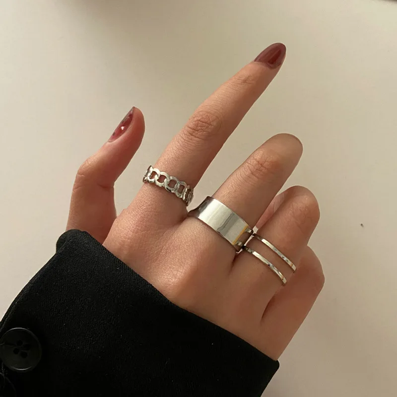

Fashion Simple Design anillos Vintage Silver Color Joint Rings Sets for Women Jewelry Korean Version Joint Rings