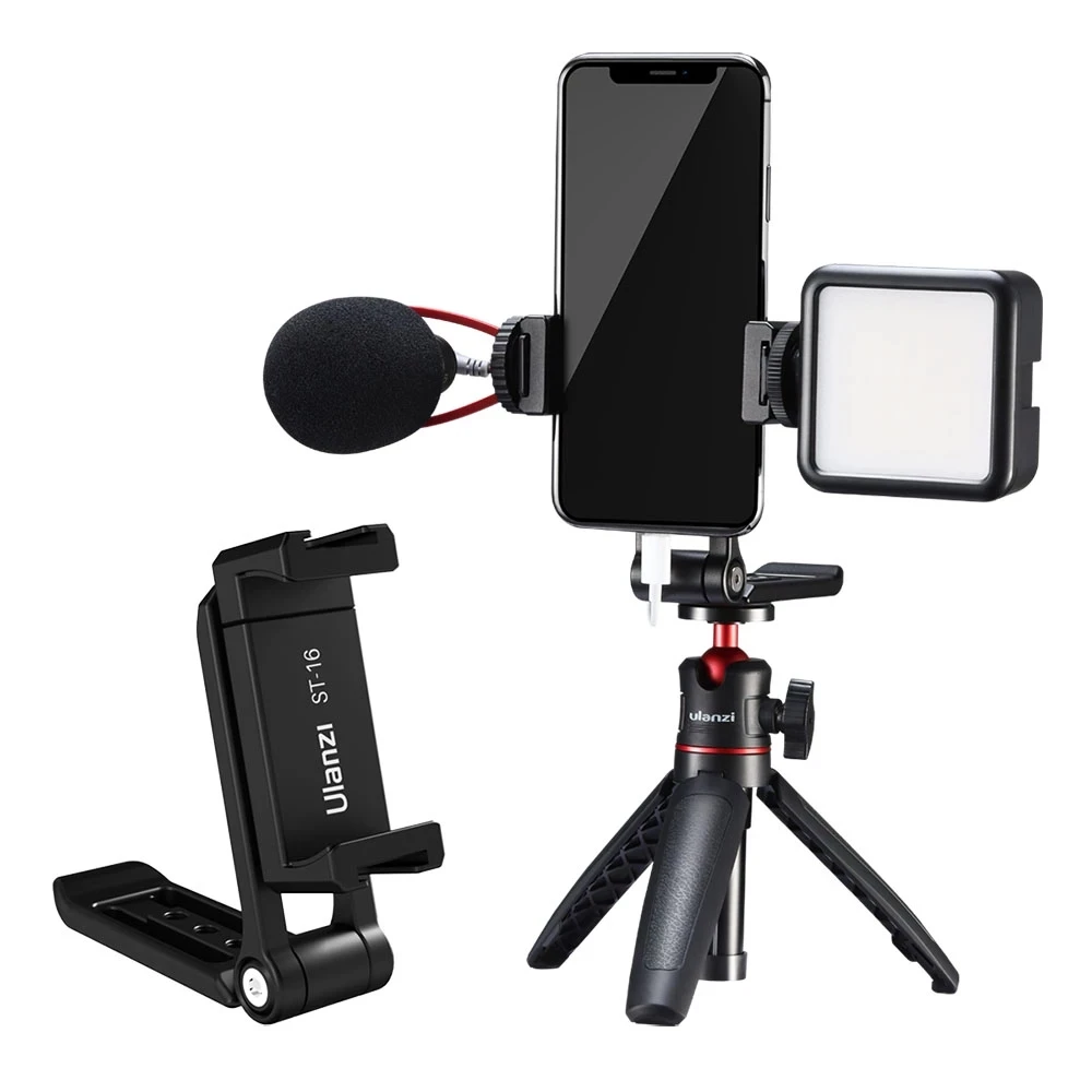 

Ulanzi ST-16 Vertical Shooting Phone Mount Holder Metal Vlog Handgrip tripod with Cold Shoe for Smartphone iphone 13 pro max