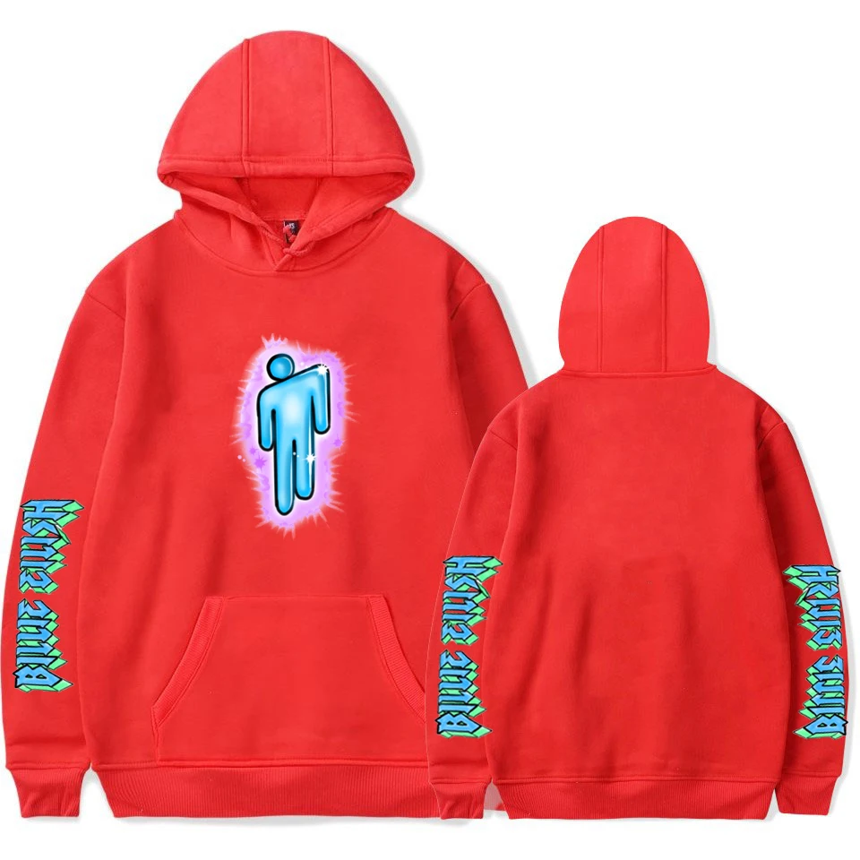 red Толстовка с логотипом Billie Eilish, уличная Мужская черная толстовка с капюшоном для пары Billie Eilish, простая теплая Толстовка для женщин/мужчин, одежда с капюшоном - Цвет: red