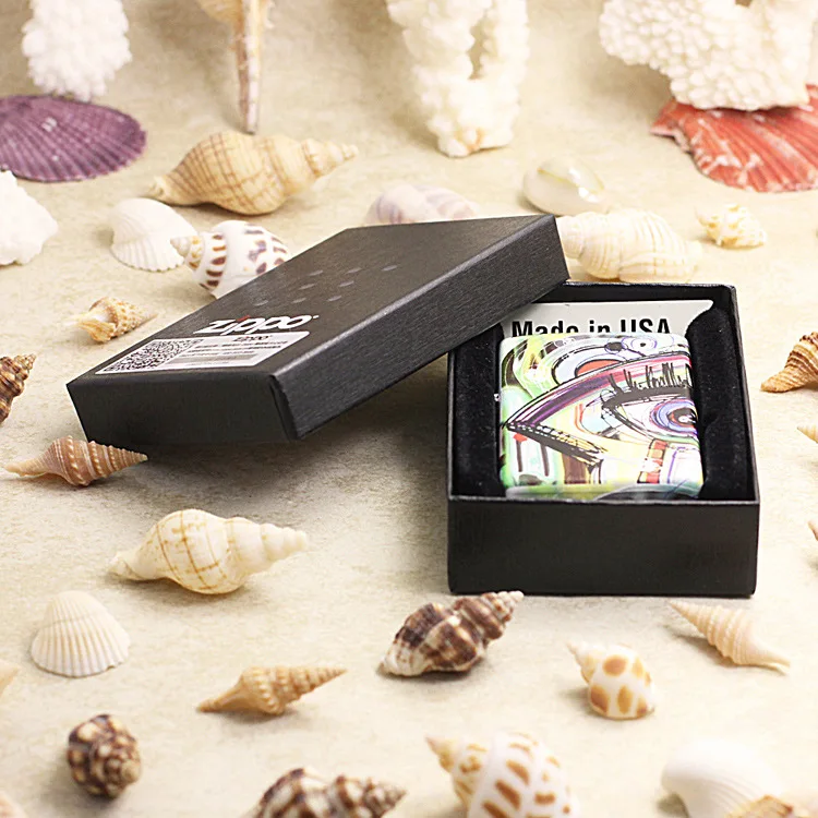 

Genuine Zippo oil lighter copper Eye Art Doodling cigarette Kerosene lighters Gift With anti-counterfeiting code 205