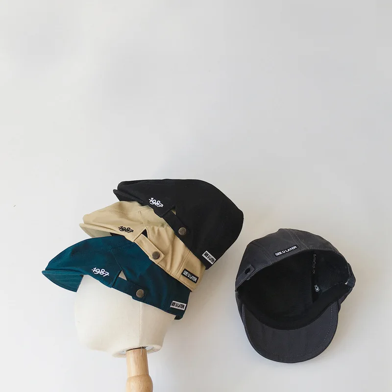 

Новые Детские береты, шапка, вышитые однотонные береты, модные хлопковые детские солнцезащитные кепки, для дня рождения, для мальчиков