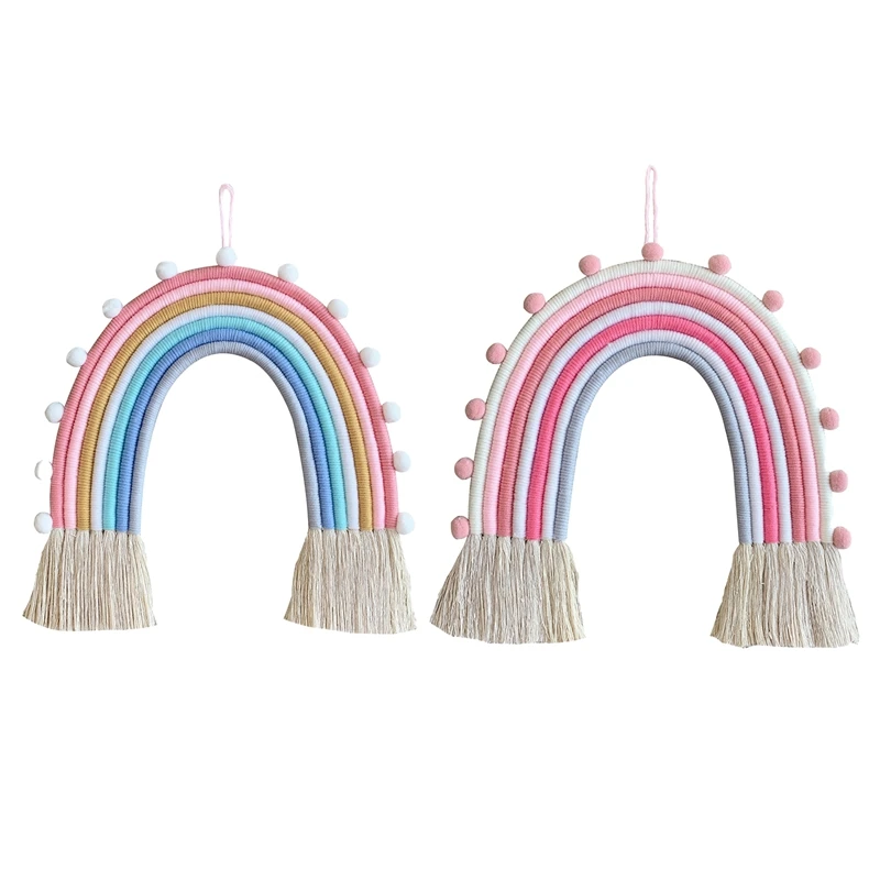 

2Pcs Rainbow Wall Decor,Rainbow Wall Decor Macrame Wall Hanging Woven Wall Hanging for Nursery and Home Decor