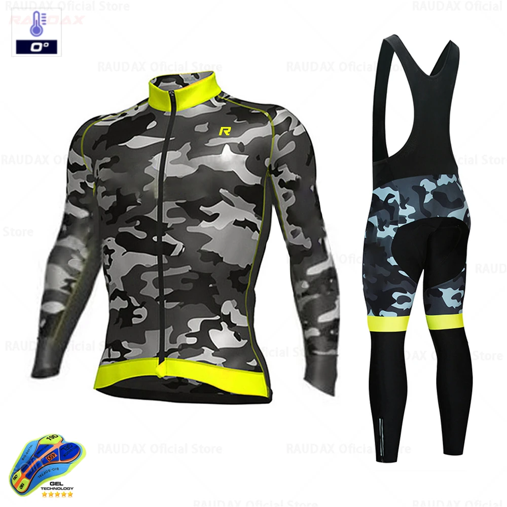 Зимняя одежда для велоспорта камуфляжная Мужская теплая флисовая комплект