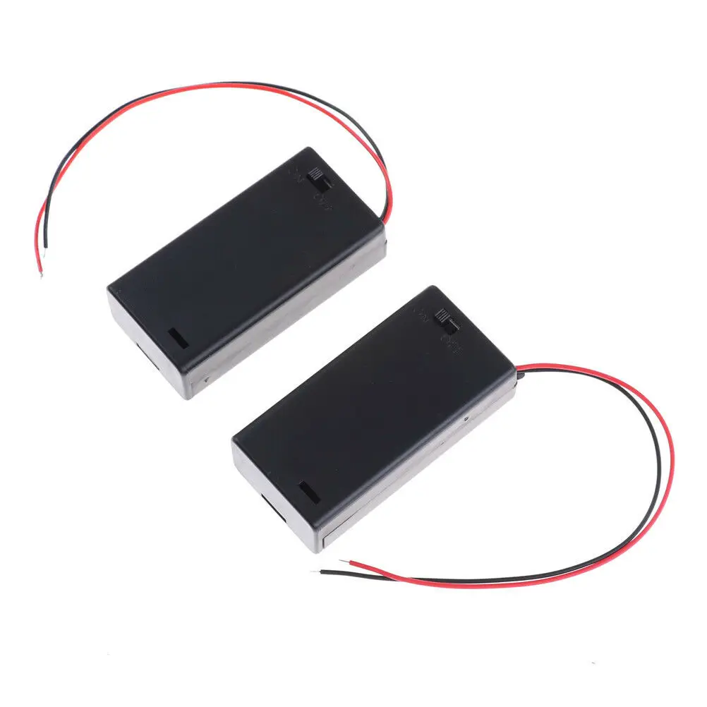 2 шт. пластиковые чехлы для батарей AA 3 в с проводом 15 см и переключателем |