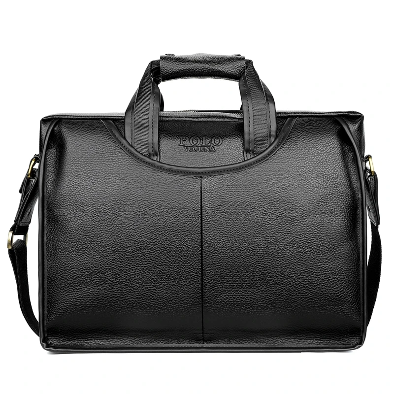 BLACK VICUNA POLO, классический дизайн, большой размер, кожаный портфель, s, Мужская Повседневная деловая сумка, офисный портфель, сумки, сумка для ноутбука, maletin - Цвет: BLACK