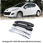 Черная автомобильная ручка из углеродного волокна или хромированная дверная ручка из АБС-пластика, чехол для Peugeot 207, 207SW, SW CC, 2006  2014, автомобильные аксессуары, стильный колпачок