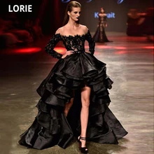 LORIE – robe de soirée Vintage noire en dentelle, tenue de soirée de standing, manches longues, perlée, pour occasions spéciales, tenue de bal, taille haute/basse  (1)