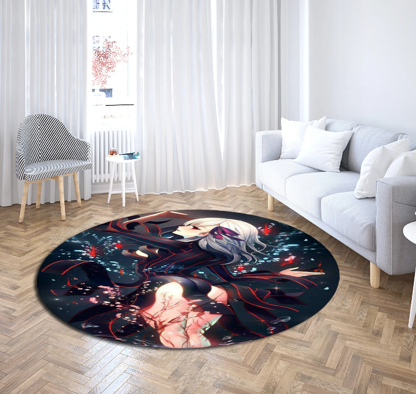 Японский Круглый ковер с аниме 3D принт сексуальные коврики бикини для девочек