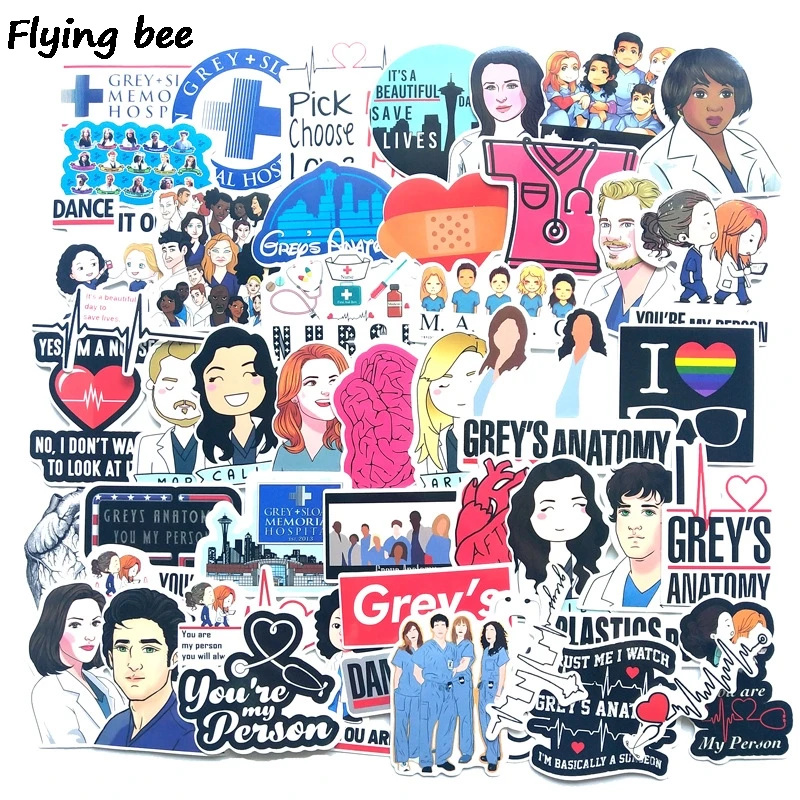 Flyingbee 50 шт. серая анатомическая наклейка аниме-наклейки для DIY багажа ноутбука скейтборд Автомобиль Мотоцикл велосипед стикер s X0523