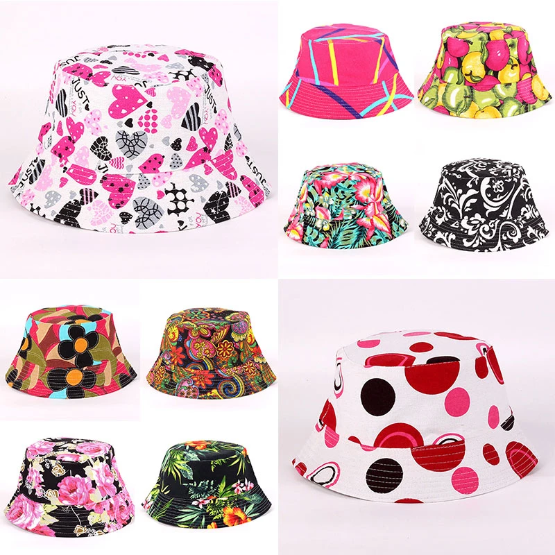 

Sun Hat Beach Sunscreen Bucket Cap Unisex Flowers Pattern Bucket Hat Fisherman Hat Travel Beach Round Hats Sunshade Casual Caps