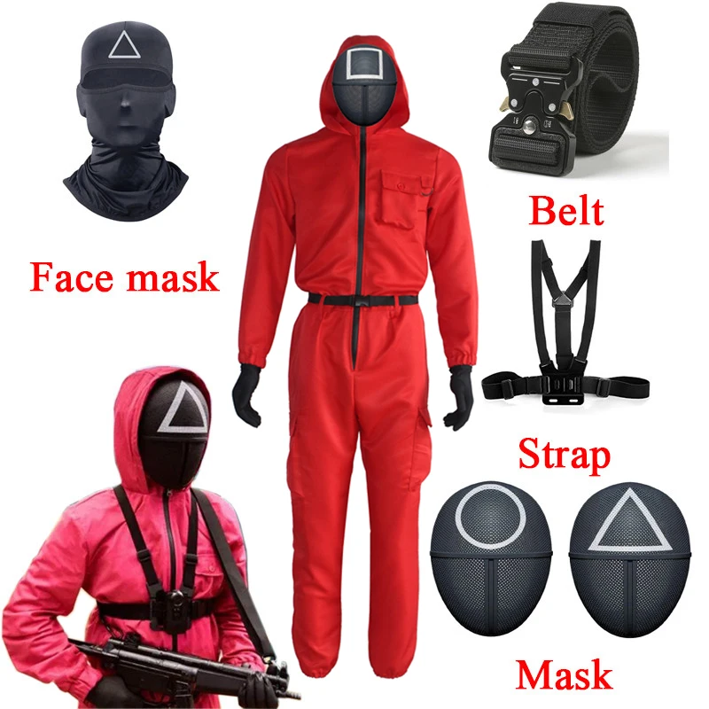 

Halloween COS Squid Game Villain Red Jumpsuit Cosplay Costumes Round Red Man Costume Squid Game Cosplay