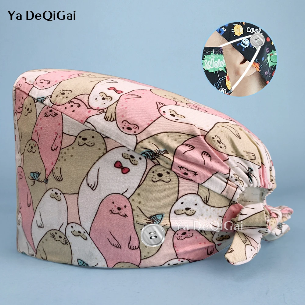 

Эластичная хлопковая Рабочая шапочка для домашних животных, рабочая шапочка для медсестры, косметолога, медицинская хирургическая докторс...