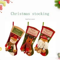 christmas stockings fabric santa claus sock gift kids candy bag snowman deer pocket hanging xmas tree ornament new year 2021
