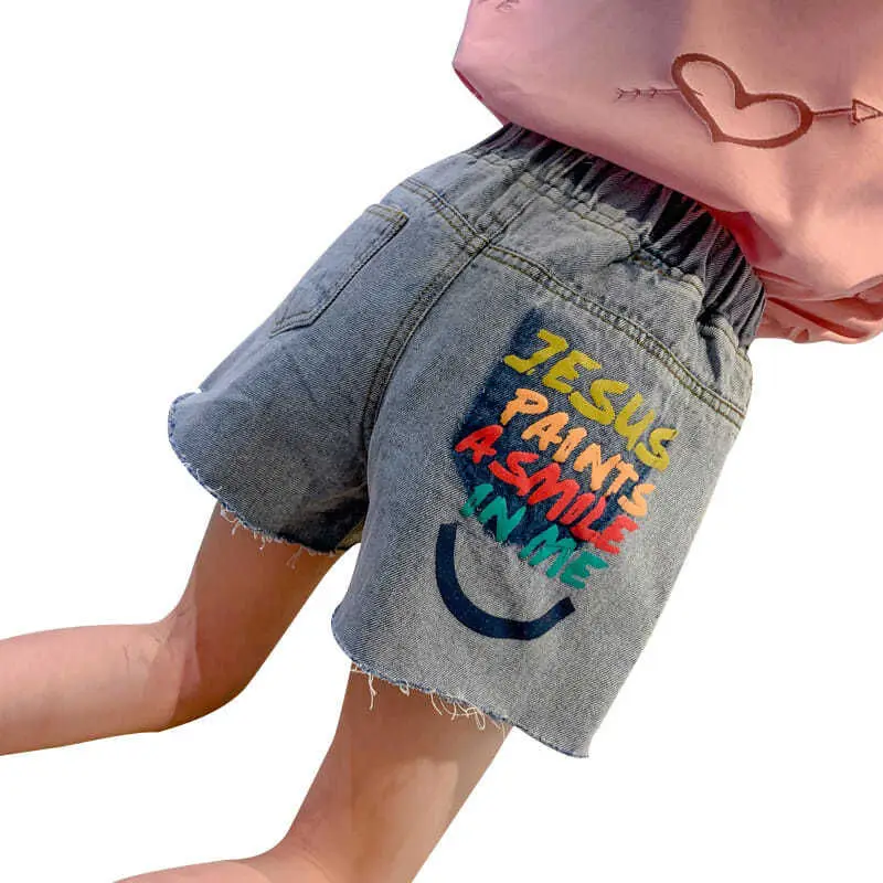 

Girls' Fashionable Denim Shorts Summer 2022 Thin Children's Clothing Fashionable Pants Medium And Big Children's Casual Pants