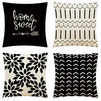 simple pillowcase black geometric pillowcases sweat home cotton linen leaves pillow case car pillow sofa pillow cushion cover