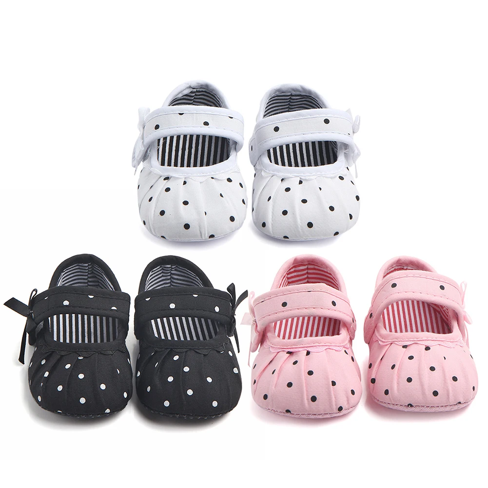 

Toddler Infant Baby Girl Shoes Soft Sole Bowknot Princess Non-Slip Prewalkers Newborn Crib Shoes 4.3 Inch First Walkers 2colors
