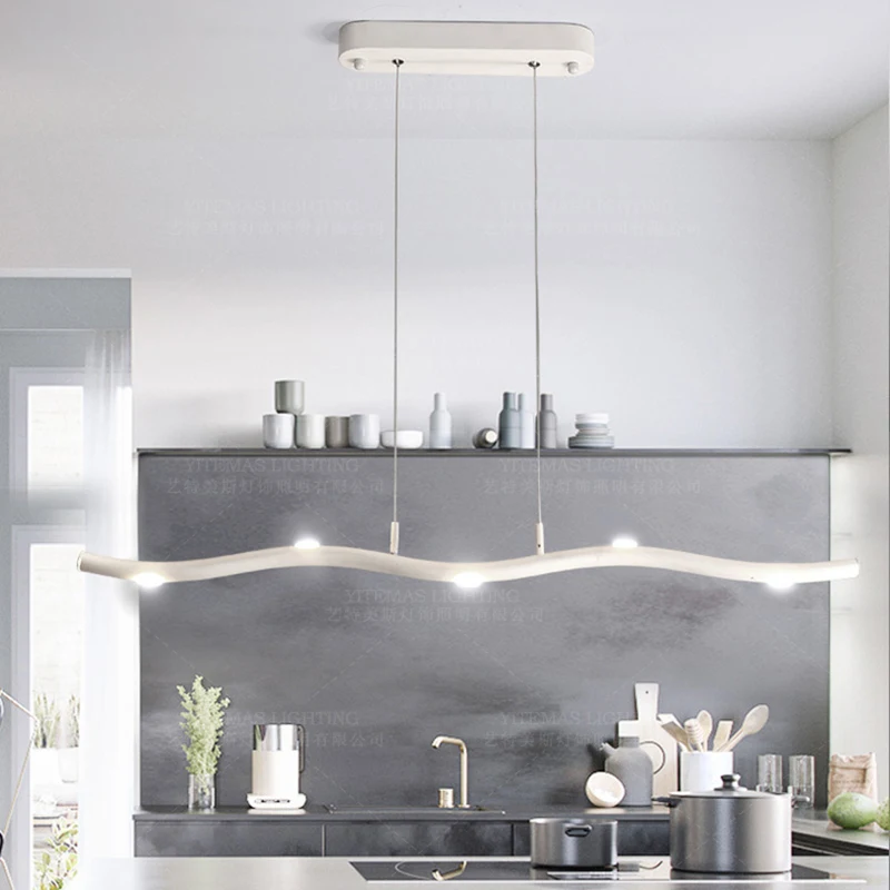 

Modern white kitchen pendant lights nordic restaurant hanging remote lamps loft aluminum suspension lamp in dining shopping mall