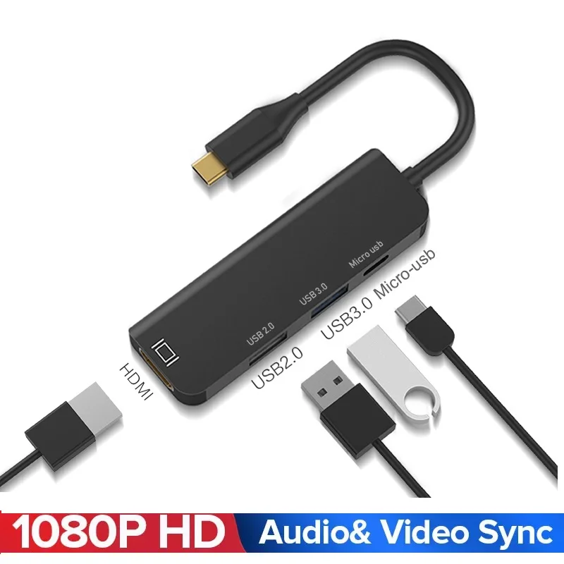 

Type-C To 3.0 HUB HDMI-compatible With USB3.0 Micro USB Tape-C Output Adapter For MacBook Huawei P20 Mate 20 Pro Type C USB HUB