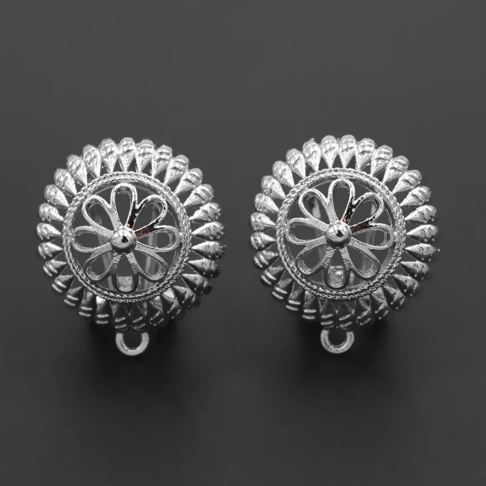 Металлические серьги с соединителем филигранные круглые подвески основа