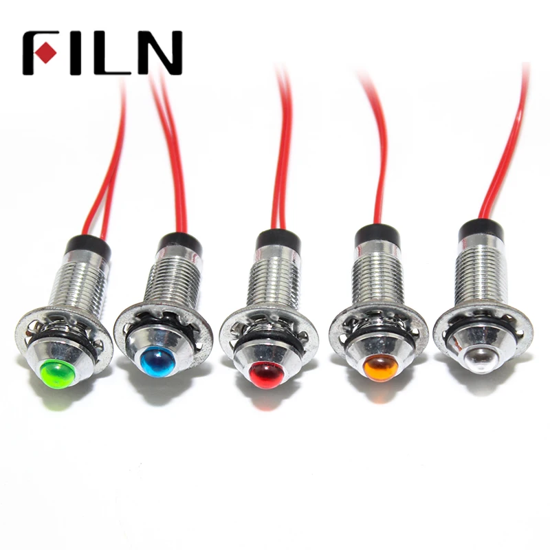 

FILN FL1M-8SW-2 8mm red yellow blue green white 12v 110v 24v 220v led metal signal lamp with 20cm cable