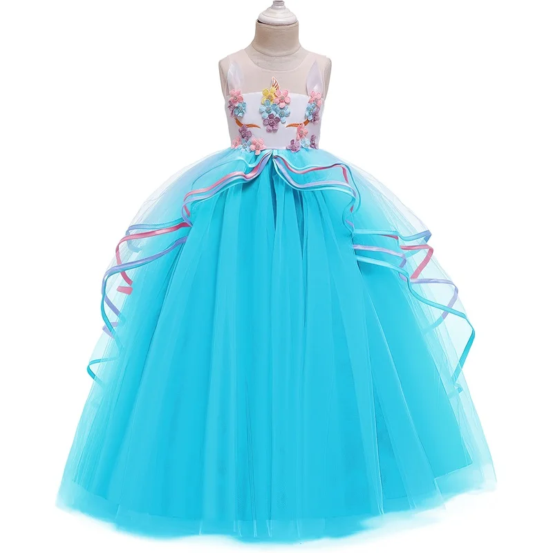 5 8 10 12 14T Unicorn Girls Dress Baby Kids Wedding Party Princess Pageant Children Costume Clothes Vestidos Infantil | Детская одежда