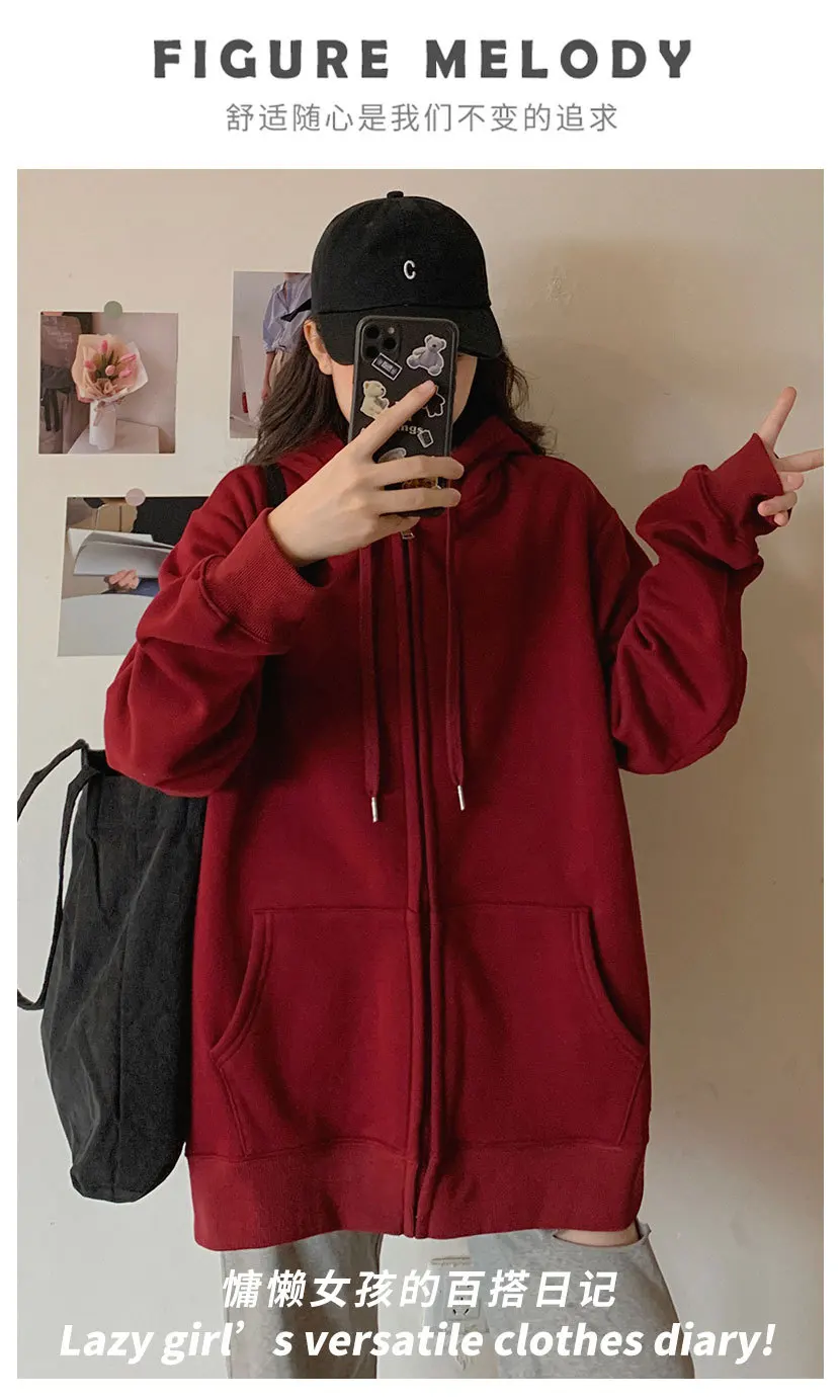 

Hooded sweater women 2021 spring and autumn new Korean cardigan casual top loose sports jacket winter clothes women