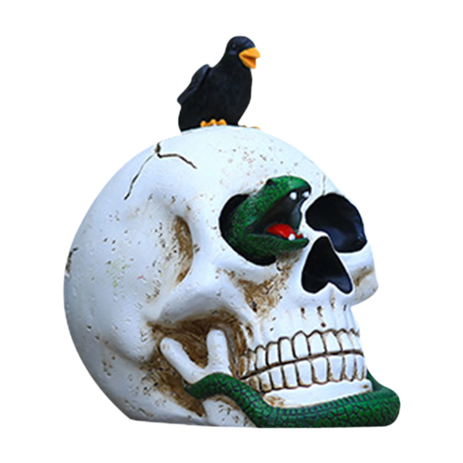 

Resin Skull Statue Skeleton Ornament Co-bra Skull Figurine Pharaoh Diadem Skeleton Sculpture Incredible