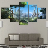 5 piece canvas wall arts hd fantasy game scene paintings living room horizon zero dawn video poster bedroom home decoration
