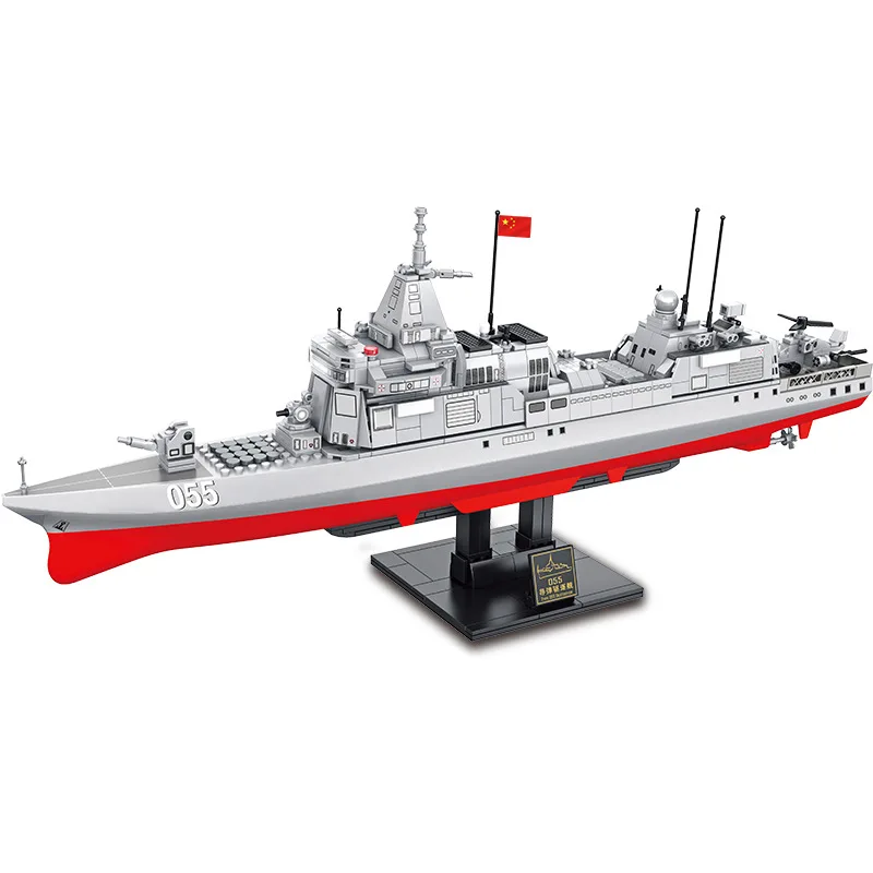 

Building blocks Compatible lepining military 105767 864pcs 6 figures Destroyer Military Battleship Bricks toys for children