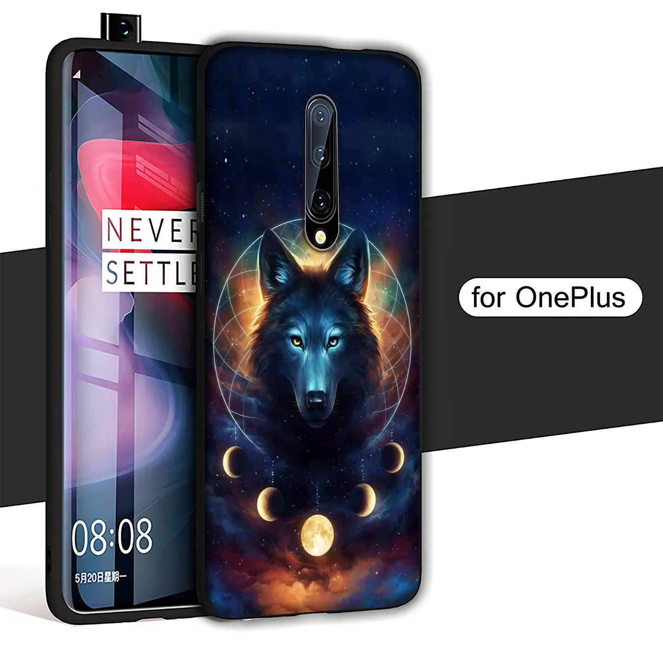 IYICAO Moon roaring wolf Soft Silicone Phone Case for Oneplus 7T 7 Pro 6 6T 5 5T TPU Black Cover One Plus |