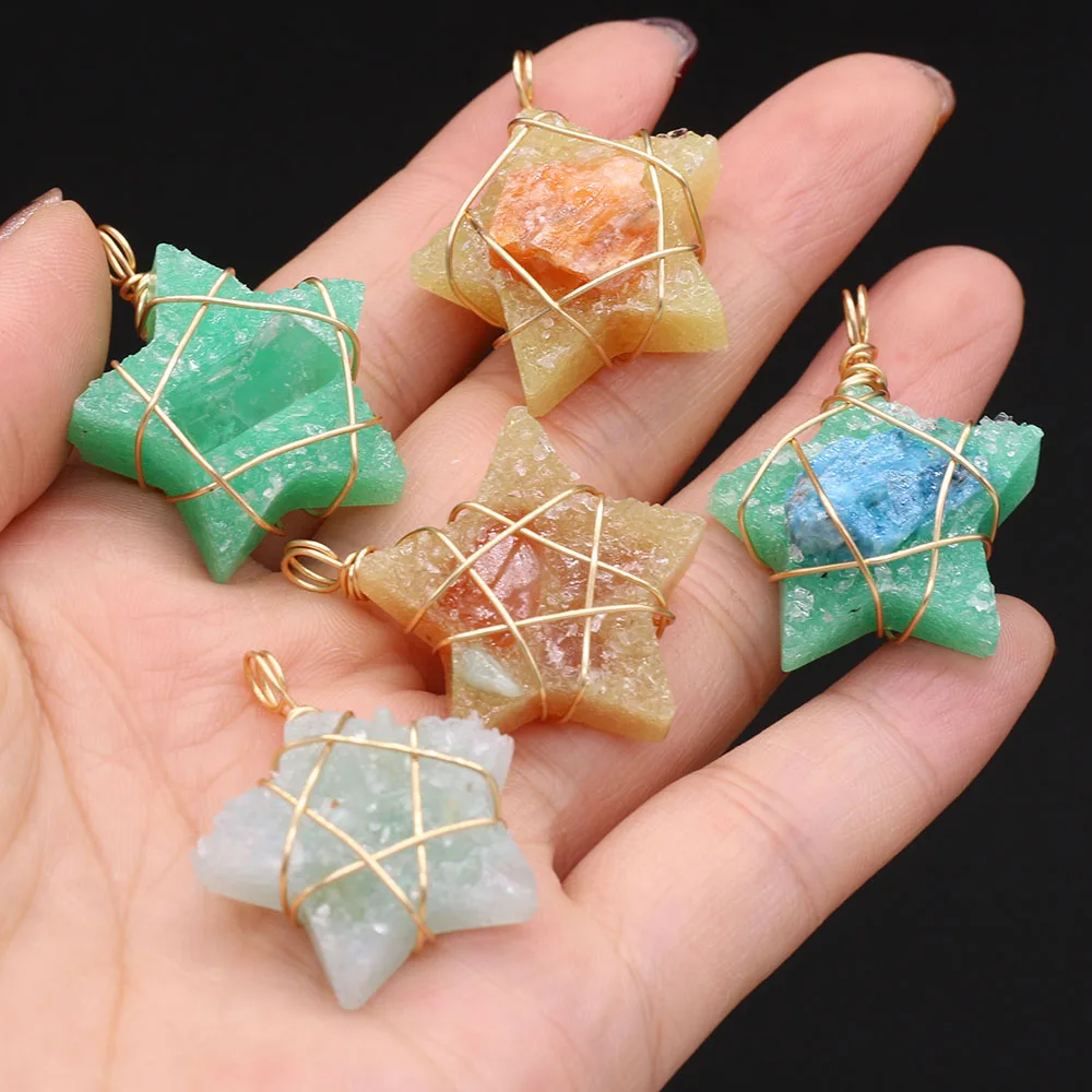 

Natural Stone Pendant Charms Five-pointed Star Resin Stone Pendant for Women Jewerly DIY Necklace Bracelet Accessories Making