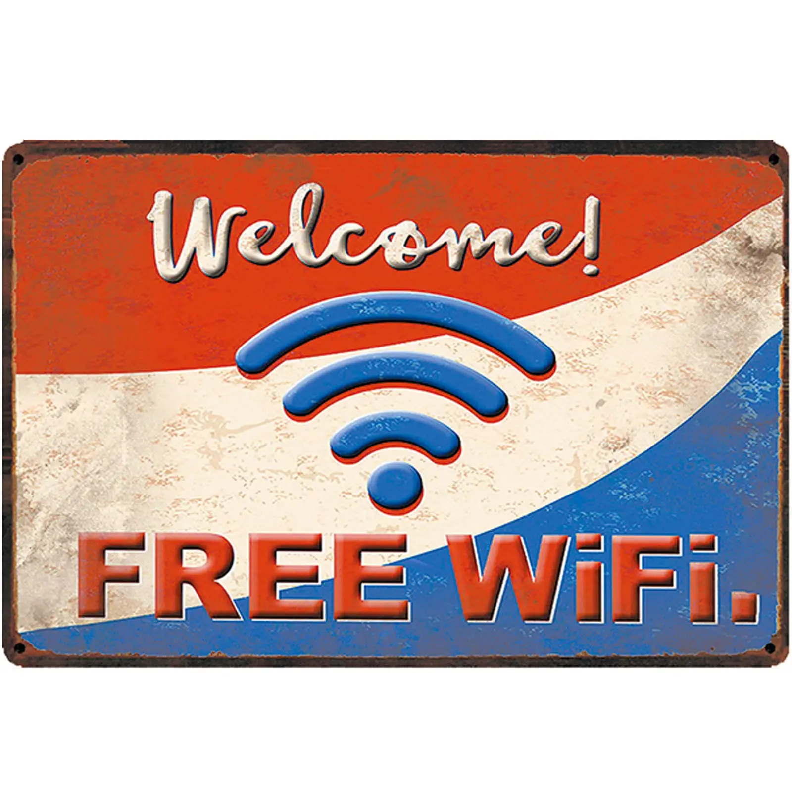 

Original Retro Design Welcome Free WiFi Tin Metal Signs Wall Art | Thick Tinplate Print Poster Wall Decoration