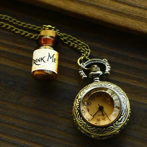 Новые кварцевые карманные часы в стиле ретро «Алиса в стране чудес», карманные часы-брелок, подвеска, ожерелье, карманные часы, часы на цепочке
