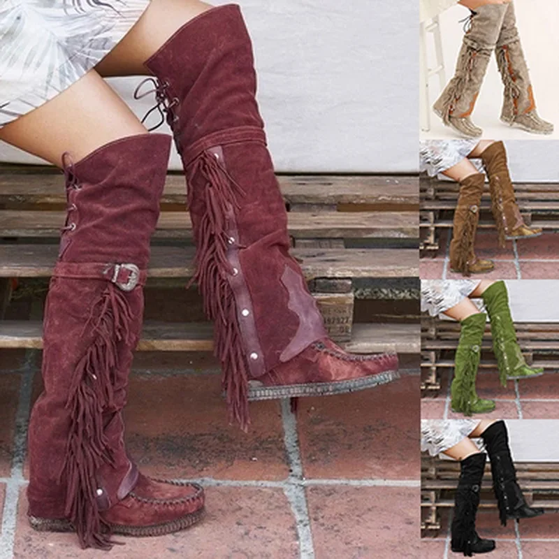 LASPERAL/высокие сапоги с бахромой коллекция 2019 года модные до колена в богемном