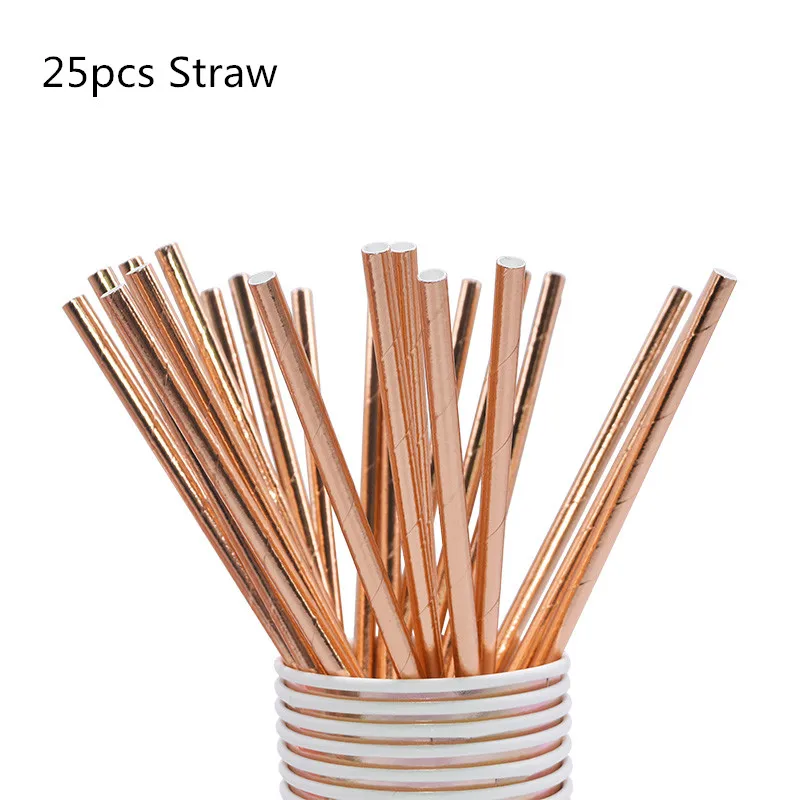 25pcs Straw 8/10 шт. розовое золото одноразовая посуда тарелка салфетки под чашки звезда Baby Shower одежда для свадьбы, дня рождения украшения свадебные принадлежности - Цвет: 25pcs Straw