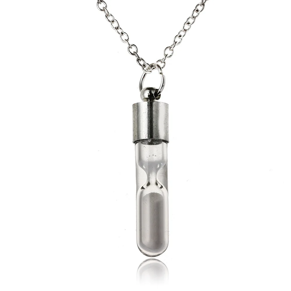 

Fashion hourglass crystal drift bottle pendant creative luminous necklace quicksand wishing bottle lady luminous jewelry