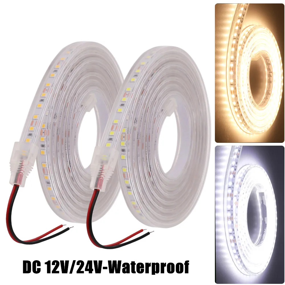 DC 12V/24V LED Strip Waterproof IP67 120LEDs/m Natural White 4000K /Warm White Flexible Tape 2835 LED Light Lamp 5m 10m
