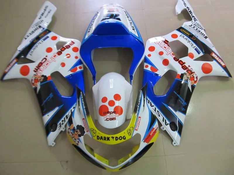 Комплект обтекателей из АБС пластика для GSXR600 750 01 02 03 GSXR 600 GSXR750 2001 2002 2003 белый