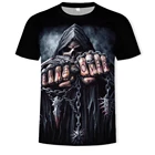 Лидер продаж 2020, цельный принт черепа, футболка с 3D принтом, футболка с коротким рукавом, одежда в стиле панк, мужская повседневная рубашка, мужская рубашка