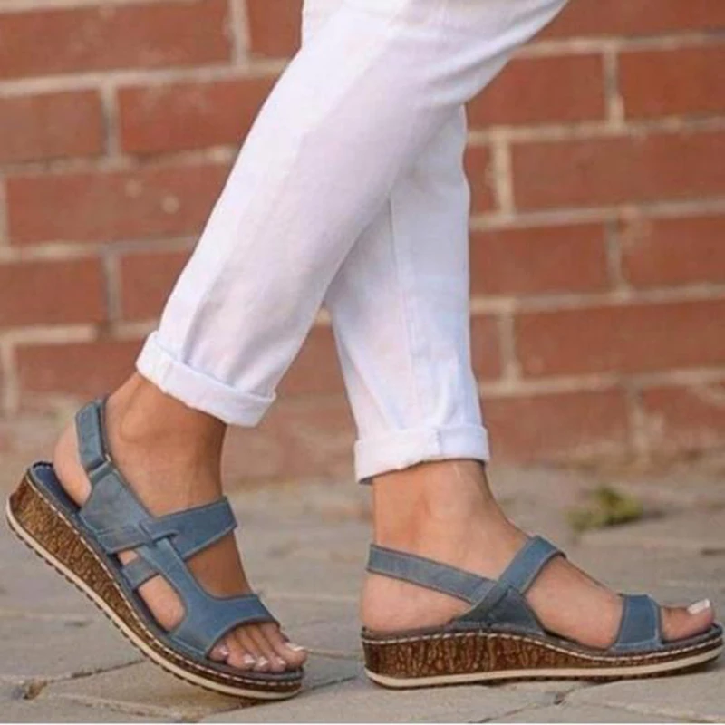 

PU Leather Shoes For Women Sandals Casual Summer Shoes Flop Platform Sandals Summer Ladies Fashion Roma Solid Peep Toe Sandals
