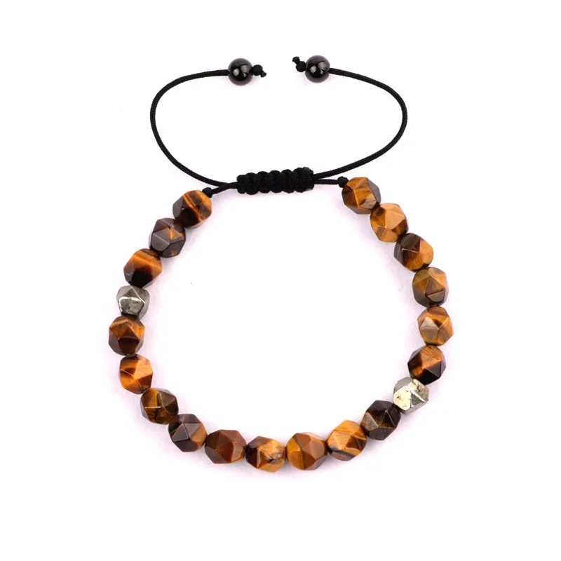 

New fashion faceted natural stone beads men jewelry bracelet handmade macrame bracelet gift