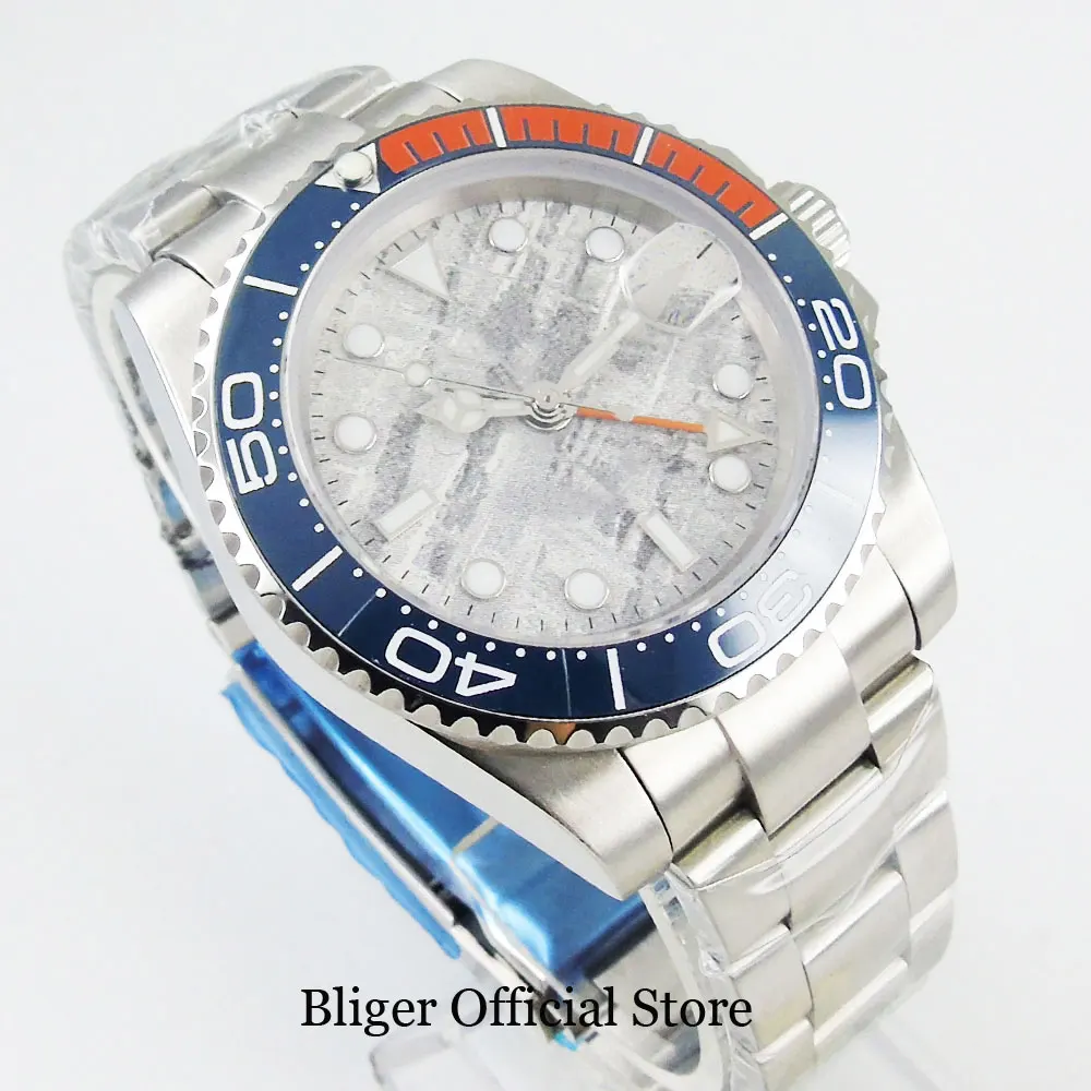 Топ бренд Новый 40 мм серый циферблат автоматический механизм самобмотки функция