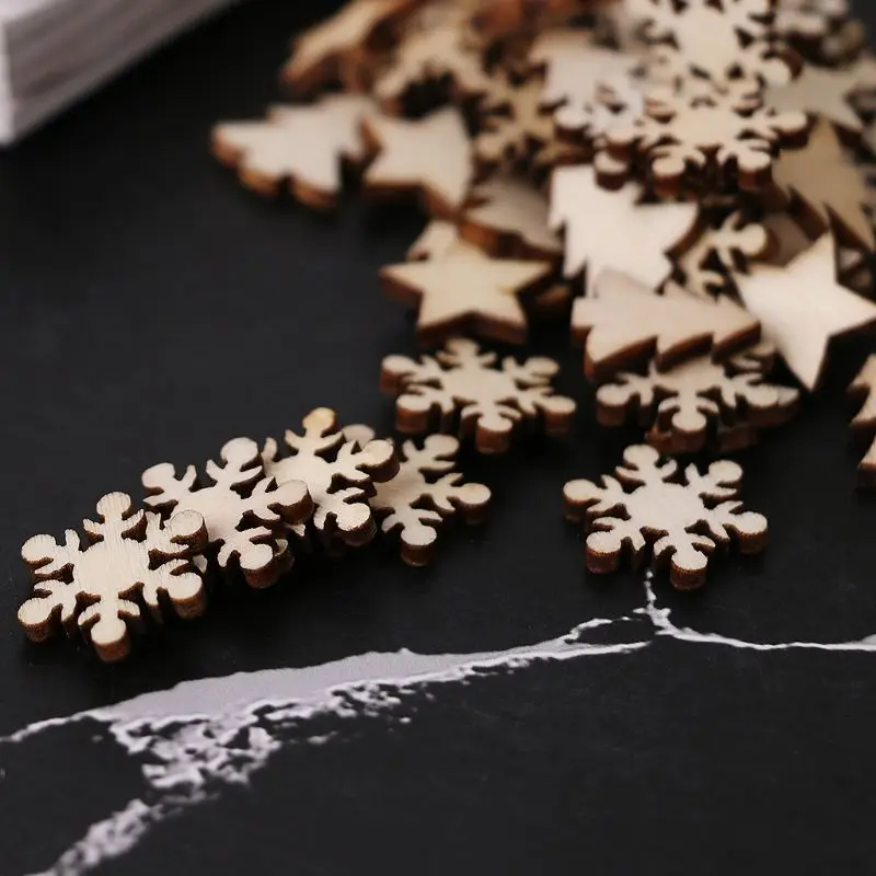 50 шт. лазерная резка декор из дерева Деревянный зимний фестиваль Рождественская