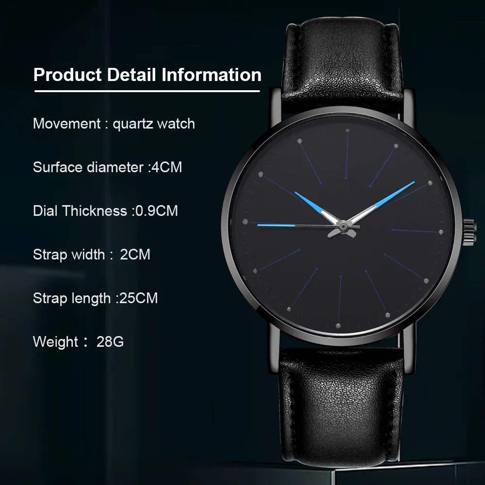 

2020 Simple Watches Mens Luminous Creative Color Hands Quartz Watch Dense Big Scale Leather Strap Business Male Clock Relogio