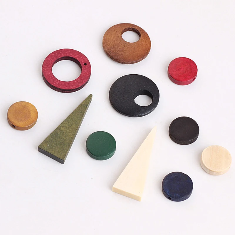 10 шт. корейские геометрические треугольные серьги из цельного дерева для женщин