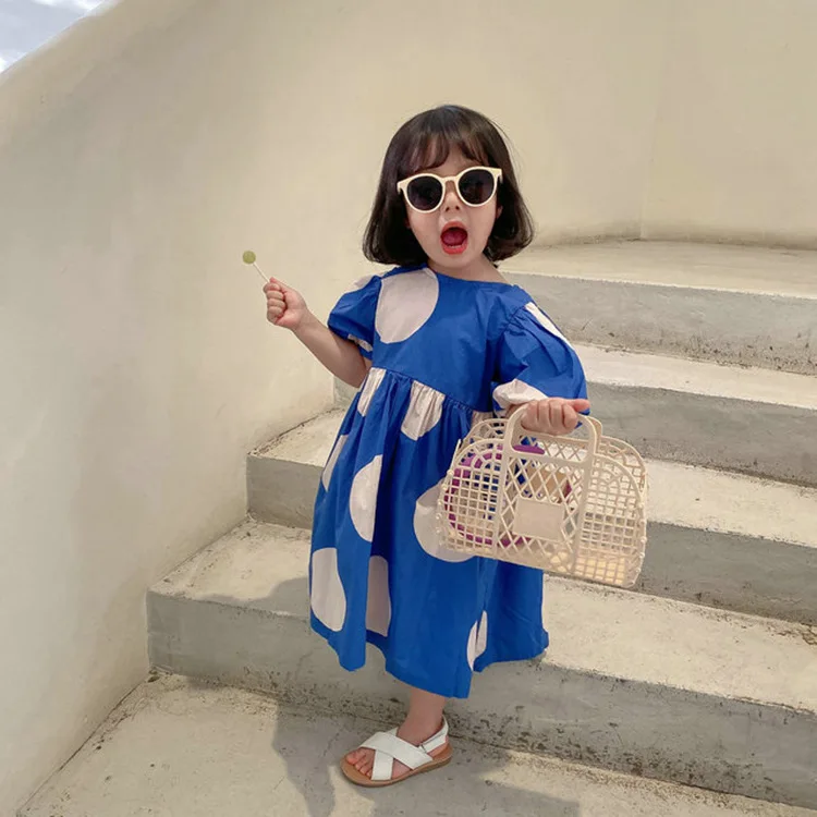 

2021 Summer New Arrival Girls Fashion Dot Dress Kids Korean Design Dresses Girls Dress