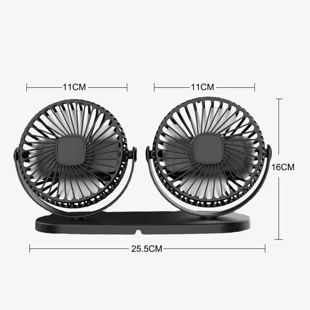 

Brushless Motor Double Head Fan USB Car Mute Portable Cooler Car Mute Portable Large Wind Electric Fan Car Electronics Interior